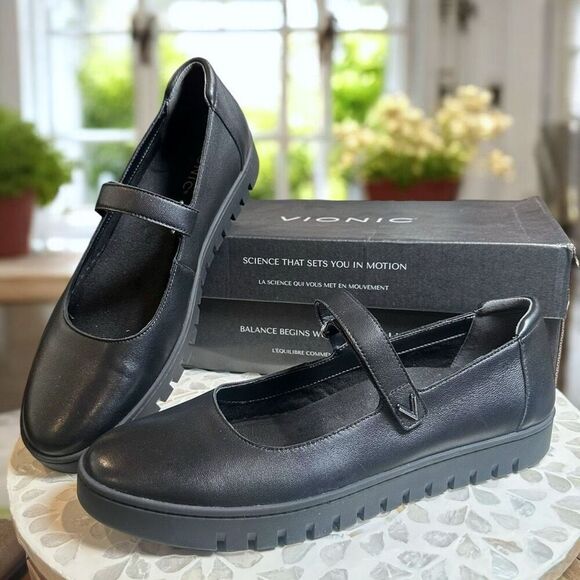 Vionic Uptown Leather Mary Jane Flats Comfort Shoes Women’s Size 11 W New in Box - Picture 4 of 14